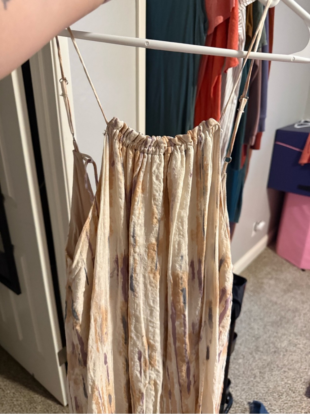 By Together Cream Maxi Dress with Purple & Tan Accents